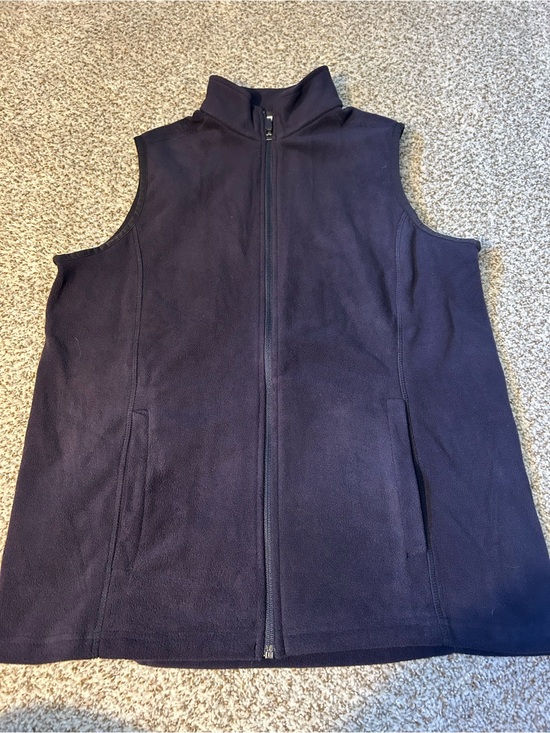 Lands' End Jackets & Blazers - Lands' End Navy Fleece Zip-Front Vest